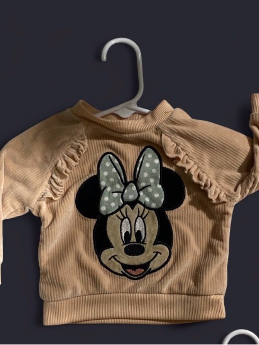 Disney Baby Peach Beige Minnie Mouse Ruffle Sweatshirt Only 12 Months